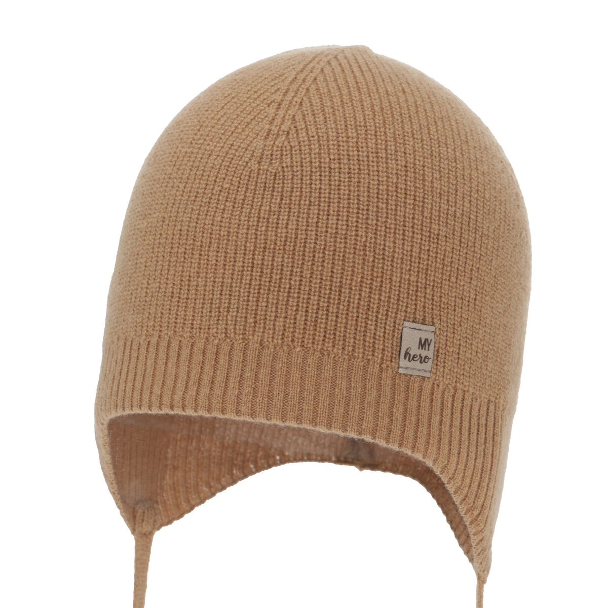 Children's beanie merino wool/cashmere, camel, size 46-48
